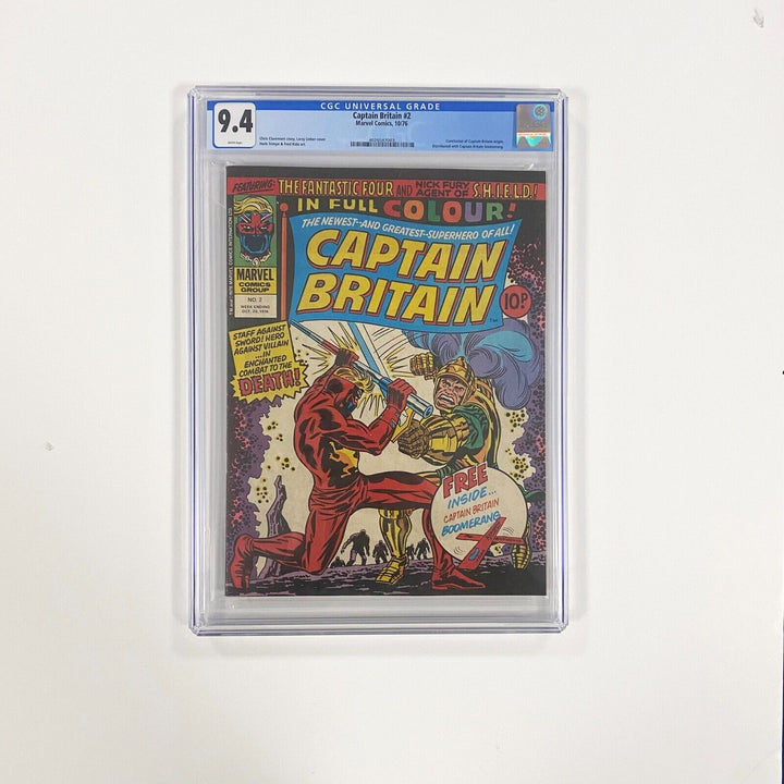 Captain Britain #2 Vol 1. CGC 9.4 1976 with Boomerang Pence Copy