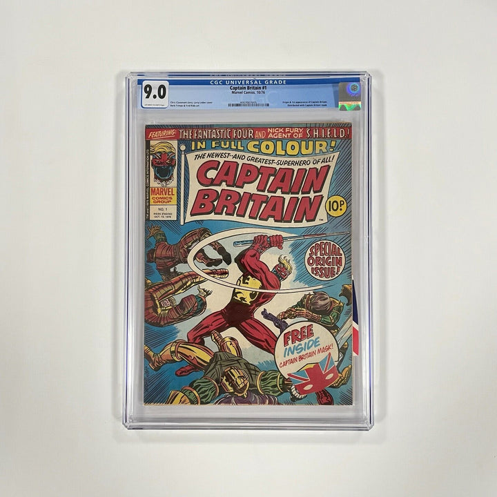 Captain Britain #1 Vol. 1 CGC 9.0 1976 **with Mask** Pence Copy