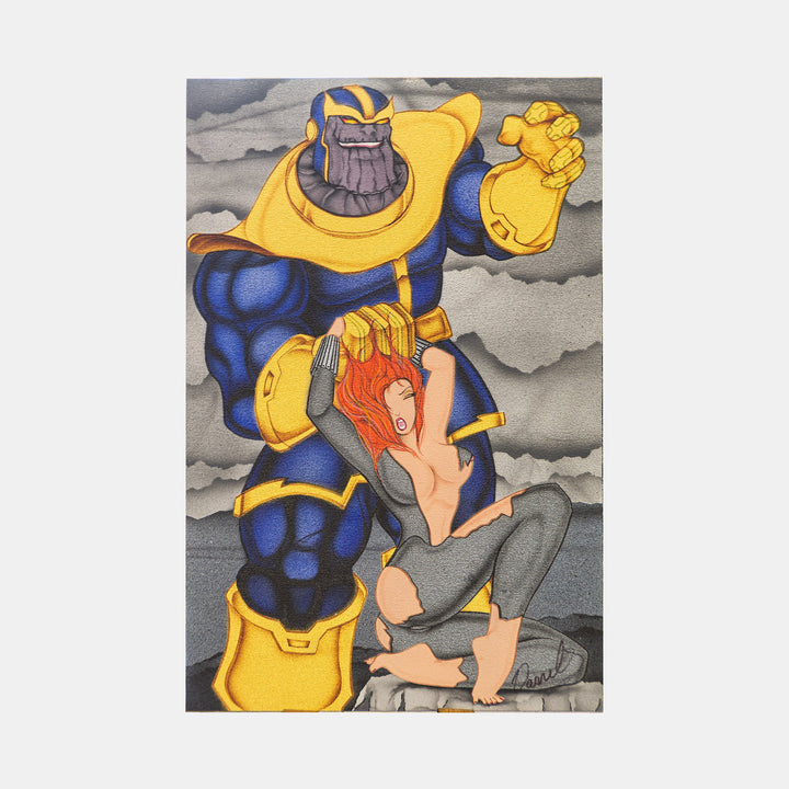 Thanos and the Widow Original Art Framed by Darrel “Cups” O’Riley - worldofsuperheroesuk