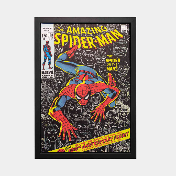 Stan Lee Signed: The Amazing Spider-man #100 Box Canvas Framed (Hors Commerce: 5/1) - worldofsuperheroesuk