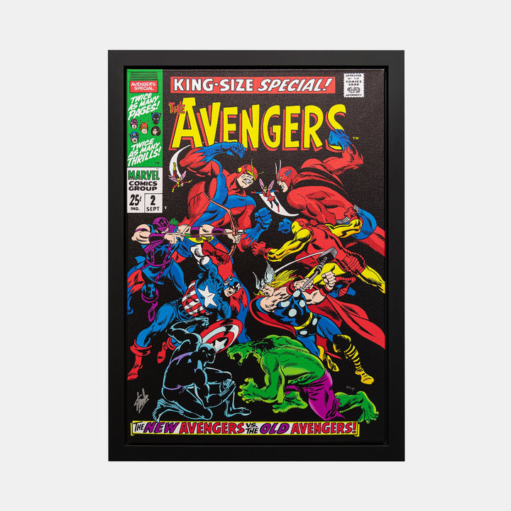 Stan Lee Signed: The Avengers-King Size Special #2 Box Canvas Framed - worldofsuperheroesuk