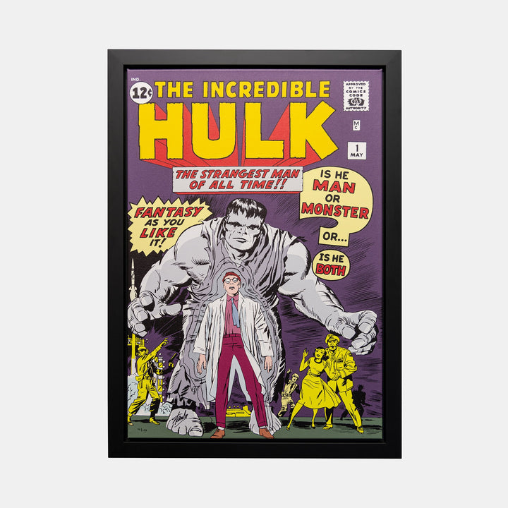 Stan Lee Signed: The Incredible Hulk #1 The Strongest Man of All Time! Box Canvas Framed - worldofsuperheroesuk