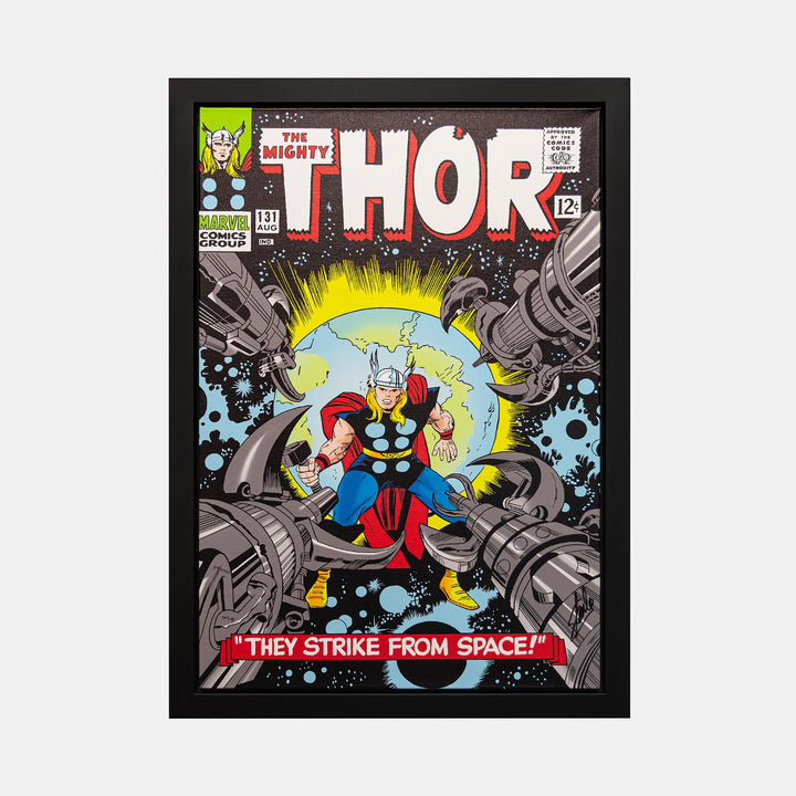 Stan Lee Signed: The Mighty Thor #131 They Strike From Spae! Box Canvas Framed - worldofsuperheroesuk