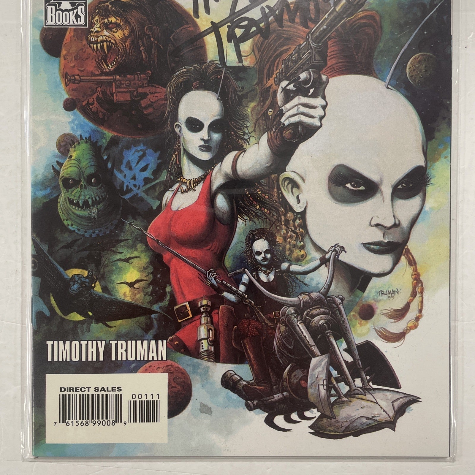 Star Wars Bounty Hunters Aurra Sing 1999 Gold Foil Signed Tim Truman DF CoA2