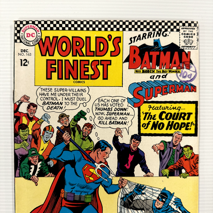 World's Finest #163 1966 VF Cent Copy Pence Stamp1