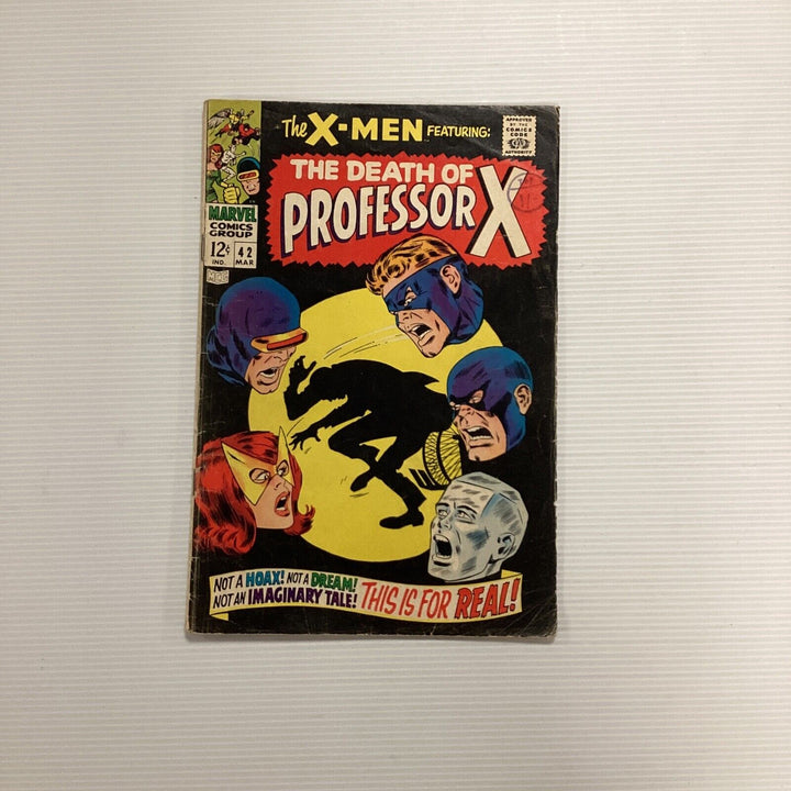 X-Men #42 1968 GD/VG Death of Professor X Cent copy Pence Stamp