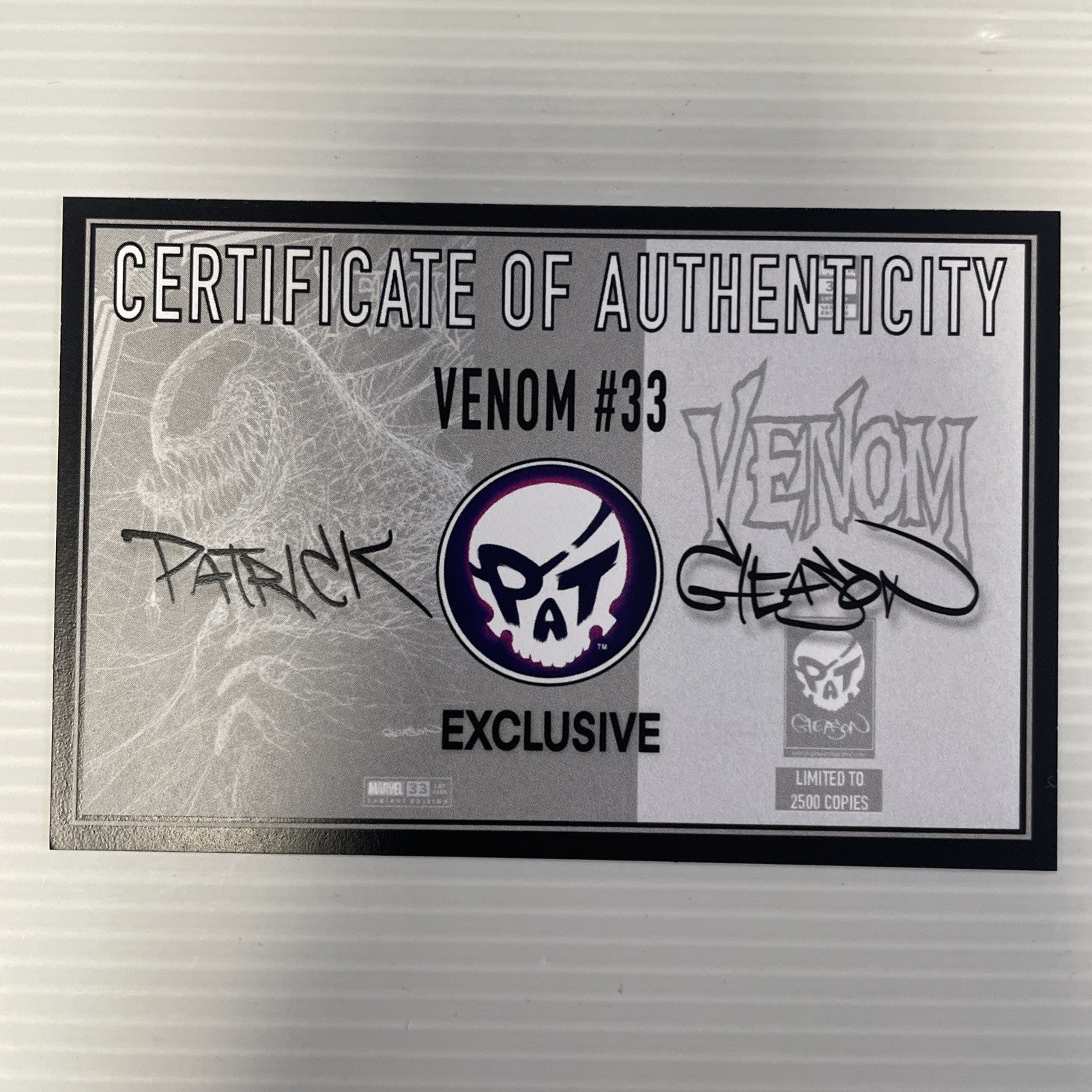 Venom #33 2021 NM Patrick Gleason Exclusive Trade Dress Variant w/ CoA 1 of 25008