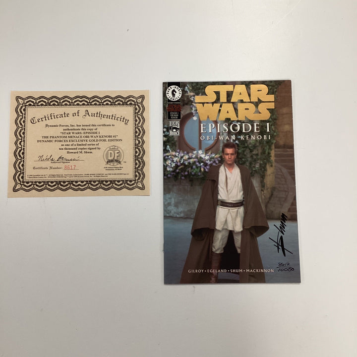 Star Wars Episode 1 Obi-Wan Kenobi 1999 Gold Foil Signed Howard M Shum 8617/10000