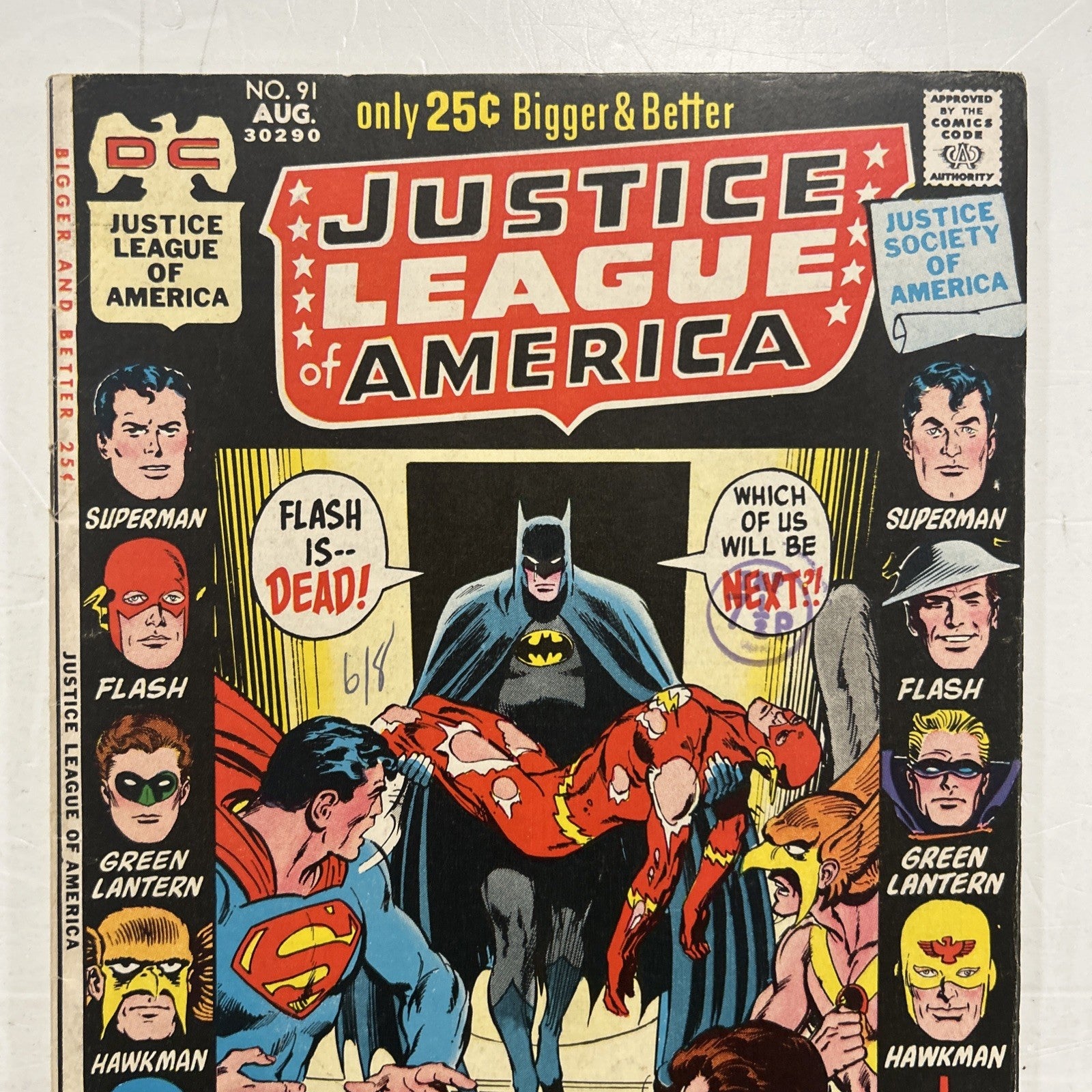 Justice League of America #91 1971 FN- Pence Stamp1