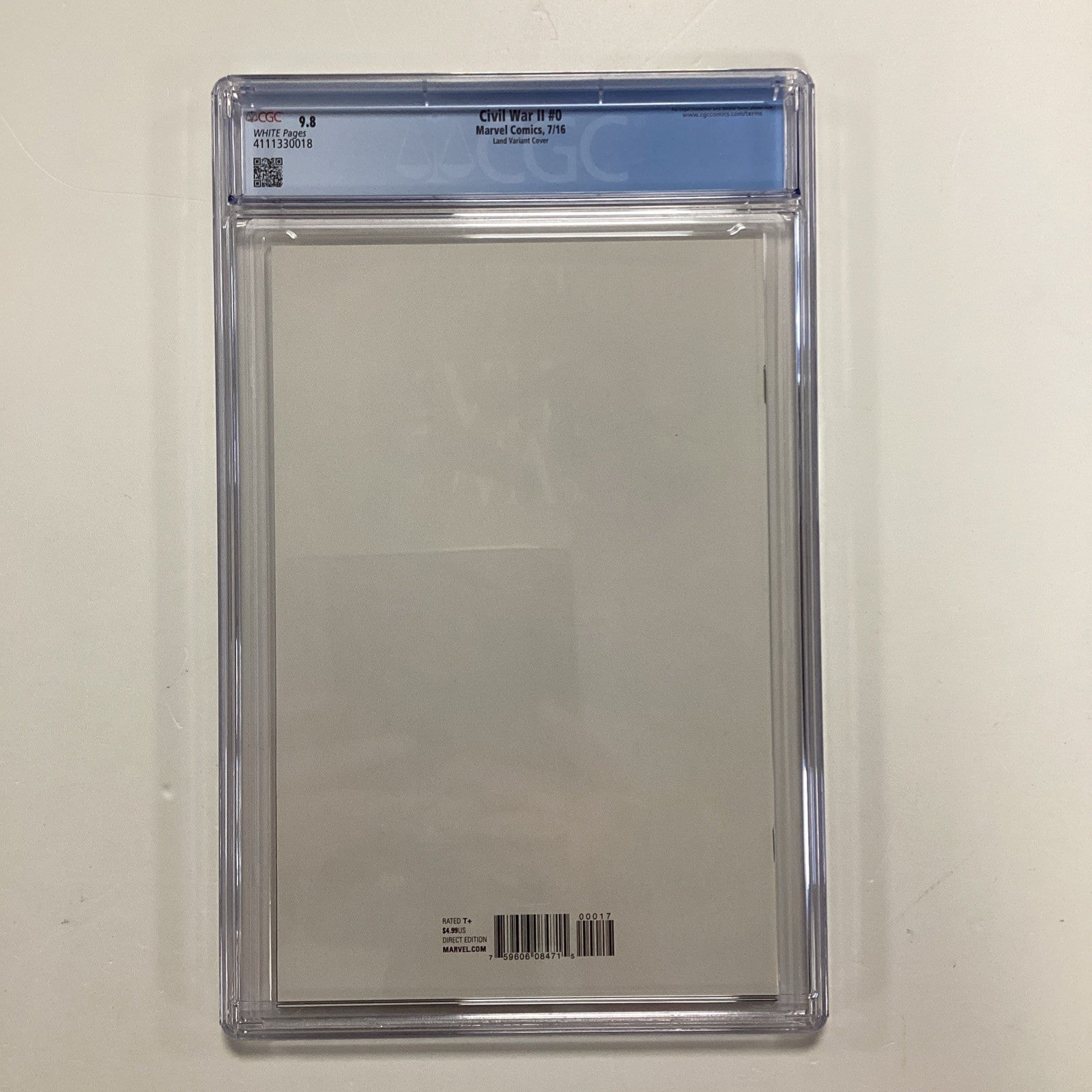 Civil War II #0 2016 CGC 9.8 White Pages Greg Land Agents of Shield 1:10007