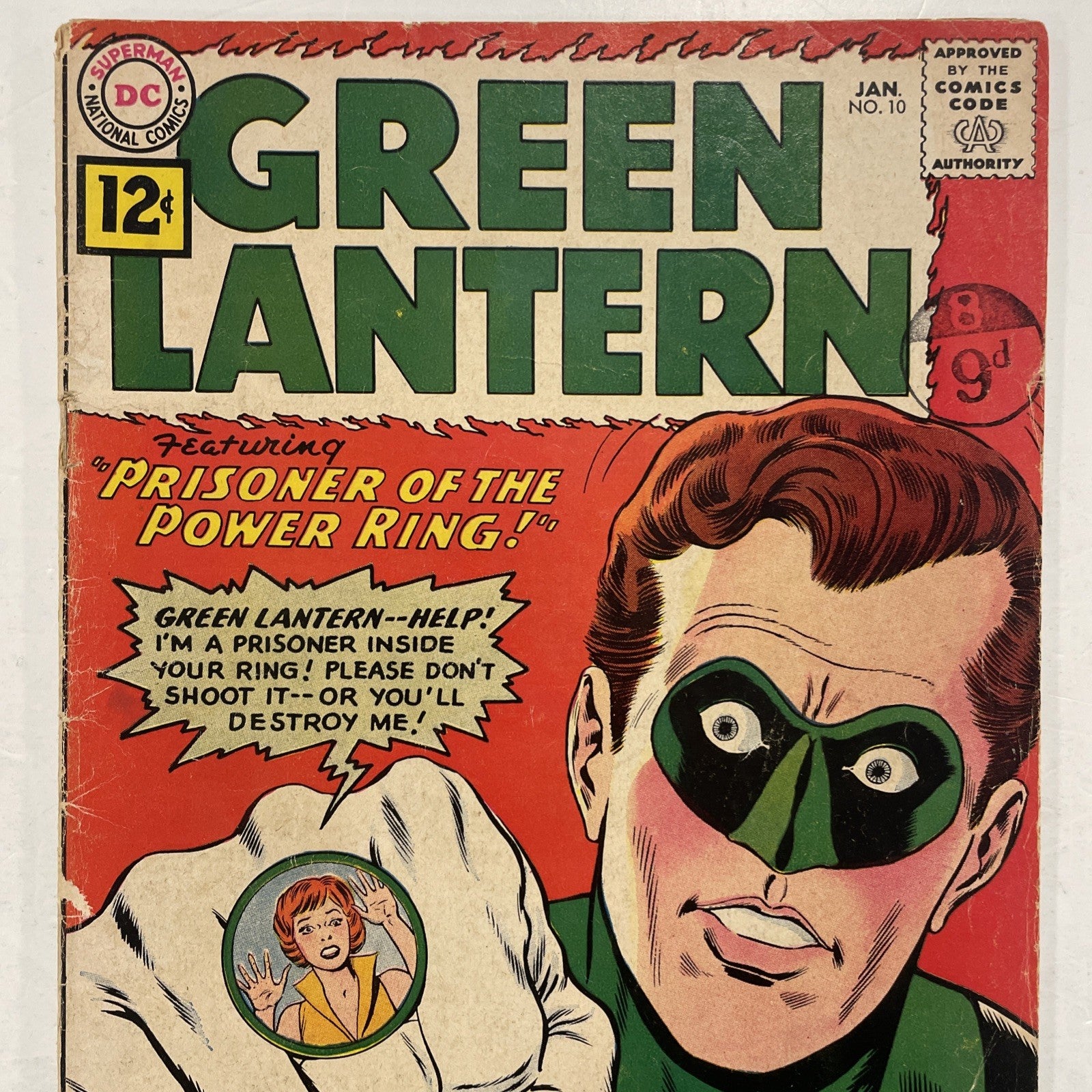 Green Lantern #10 1962 VG- 1st 12 Cent Issue Pence Stamp1