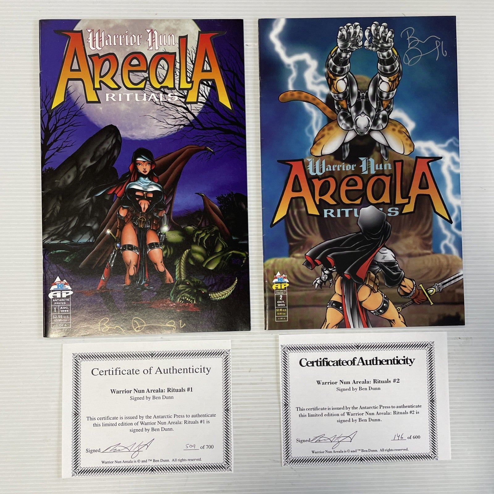 Warrior Nun Areala: Rituals #1 & #2 1995 Signed with CoAs0