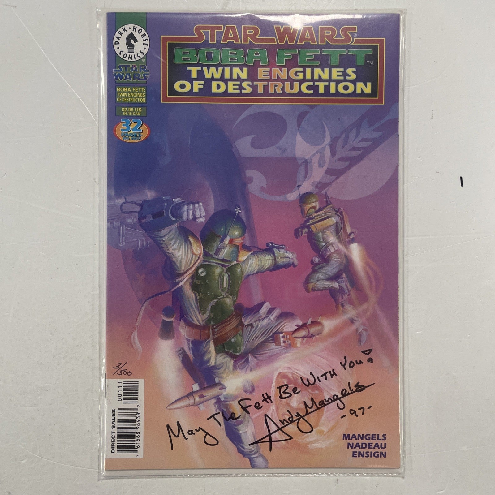 Star Wars Boba Fett Twin Engines of Destruction 1997 Signed & Remarked DF CoA0