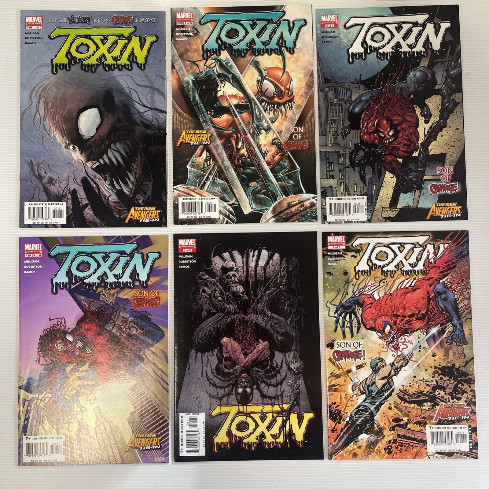 Toxin #1-6 Complete Marvel 2005 Mini Series Full Set Run 1-60