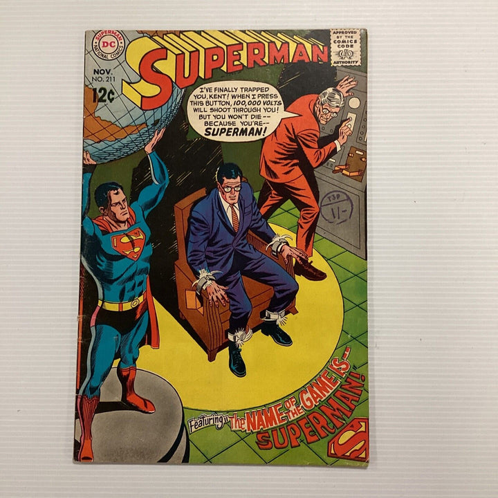 Superman #211 1968 FN- Pence Stamp