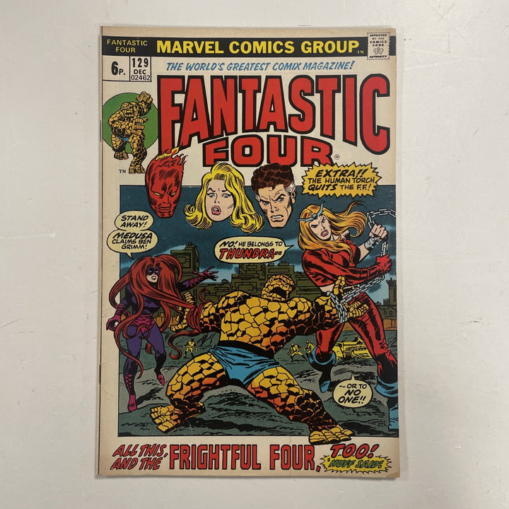 Fantastic Four #129 1972 FN- 1st Appearance of Thundra Pence Copy0