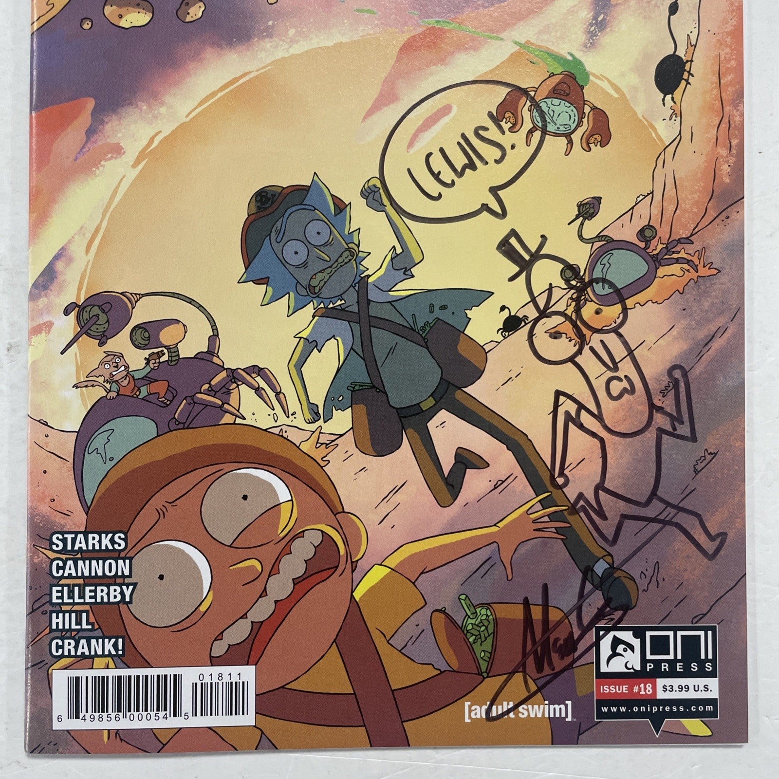 Rick and Morty #18 2016 Signed and Sketched (to Lewis) by Marc Ellerby2