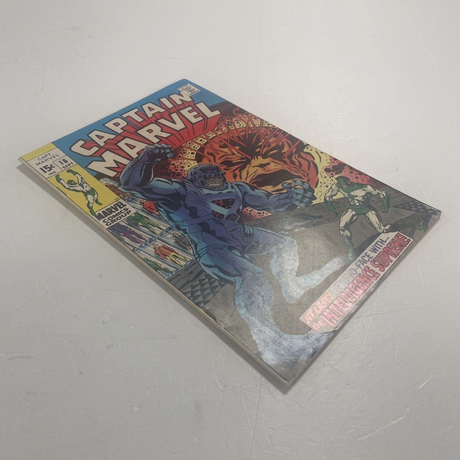 Captain Marvel #16 1969 New Costume Pence Stamp3