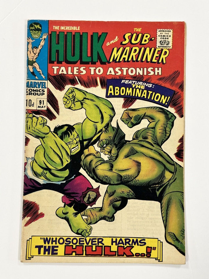 Tales to Astonish #91 FN 1st Abomination Cover (2nd appearance) 1967 Pence