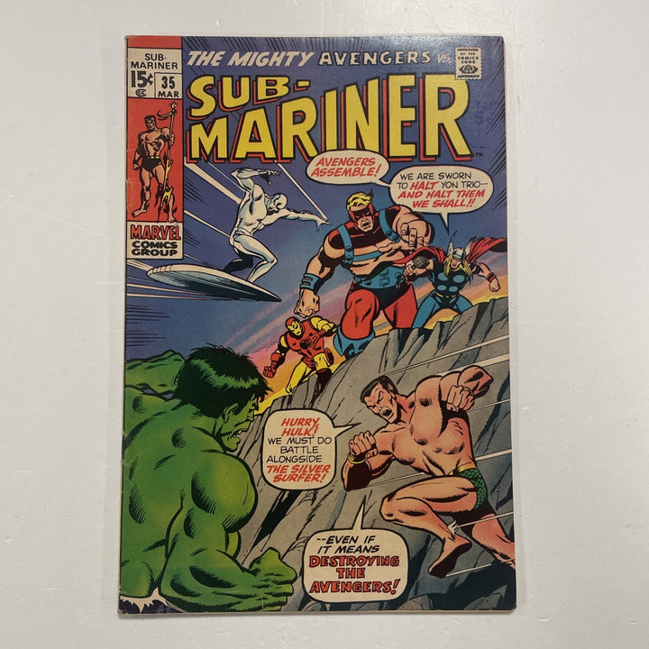 Sub-mariner #35 1971 VG/FN 2nd appearance of The Defenders Pence Stamp0