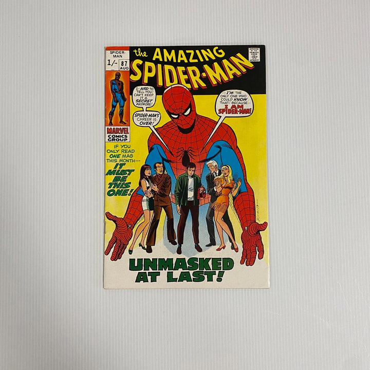 Amazing Spider-Man #87 1970 FN/VF pence Copy 'unmasked at last!'