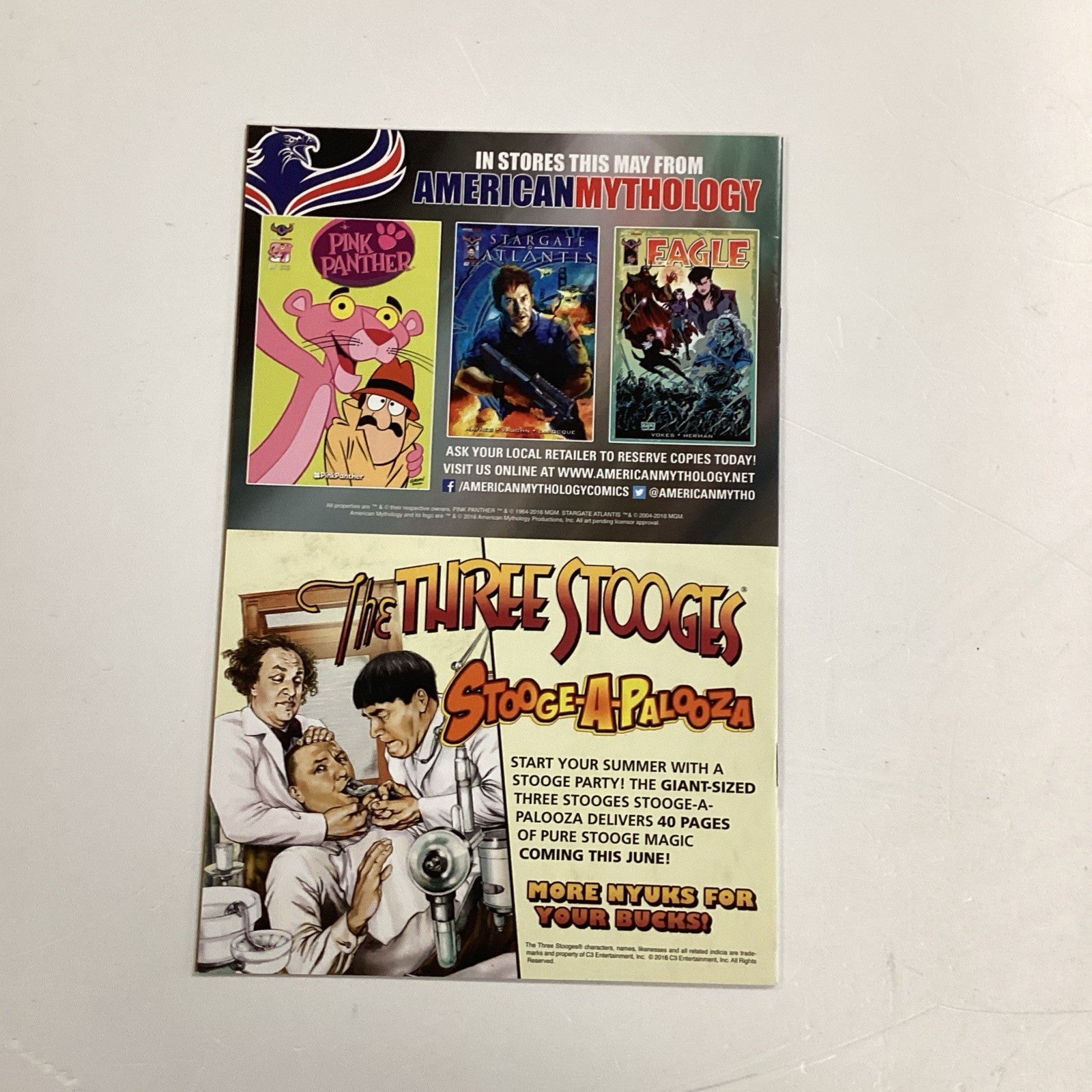 Three Stooges The Boys Are Back #1 2016 NM Icentive variant American Mythology4
