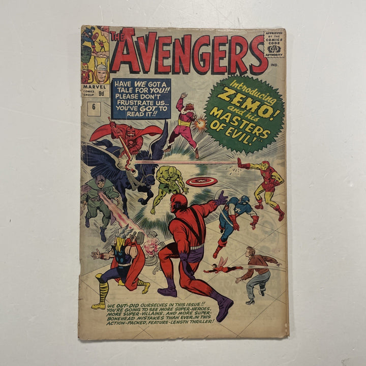 Avengers #6 1964 VG- 1st Masters Of Evil Pence Copy **Cover pulling at staples0