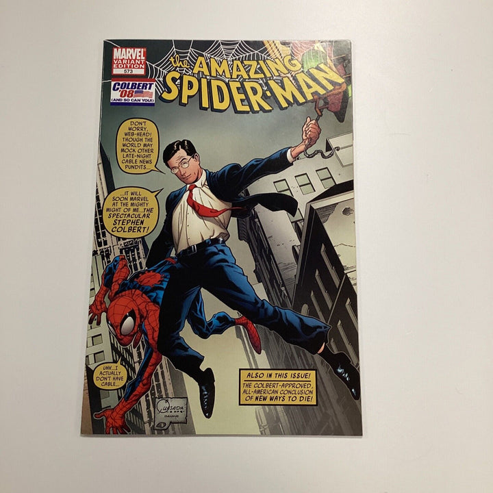 Amazing Spider-Man #573 2008 NM Quesada Stephen Colbert AF #15 Homage Cover