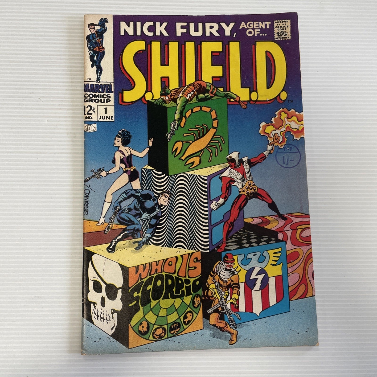 Nick Fury Agent of SHIELD #1 1968 FN- Steranko Cover Pence Stamp0