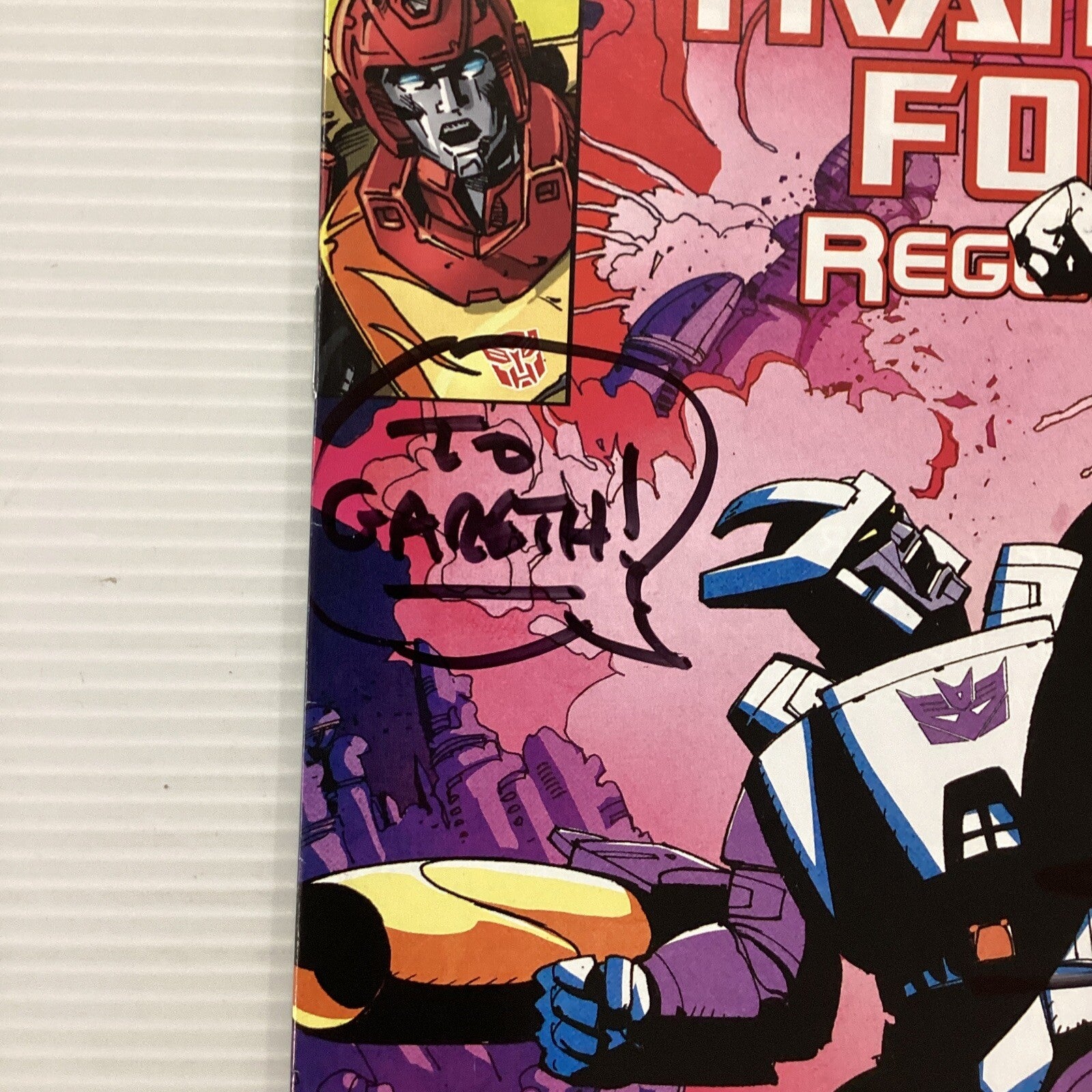 Transformers #91 2013 VF/NM RI Var signed 'To Gareth" Simon Furman Geoff Senior6