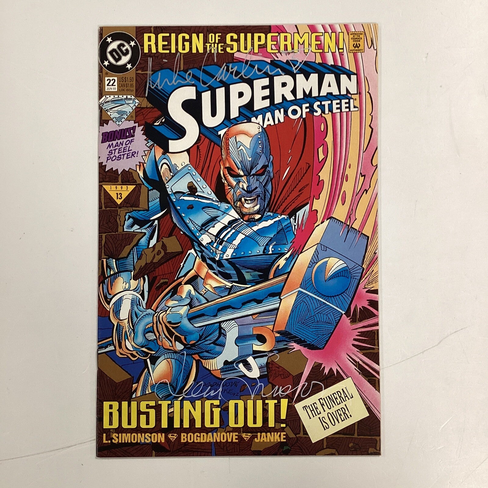 Superman Man of Steel #22 1993 Signed by Simonson & Mike Carlin0