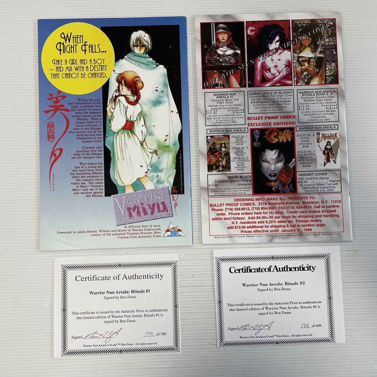 Warrior Nun Areala: Rituals #1 & #2 1995 Signed with CoAs7