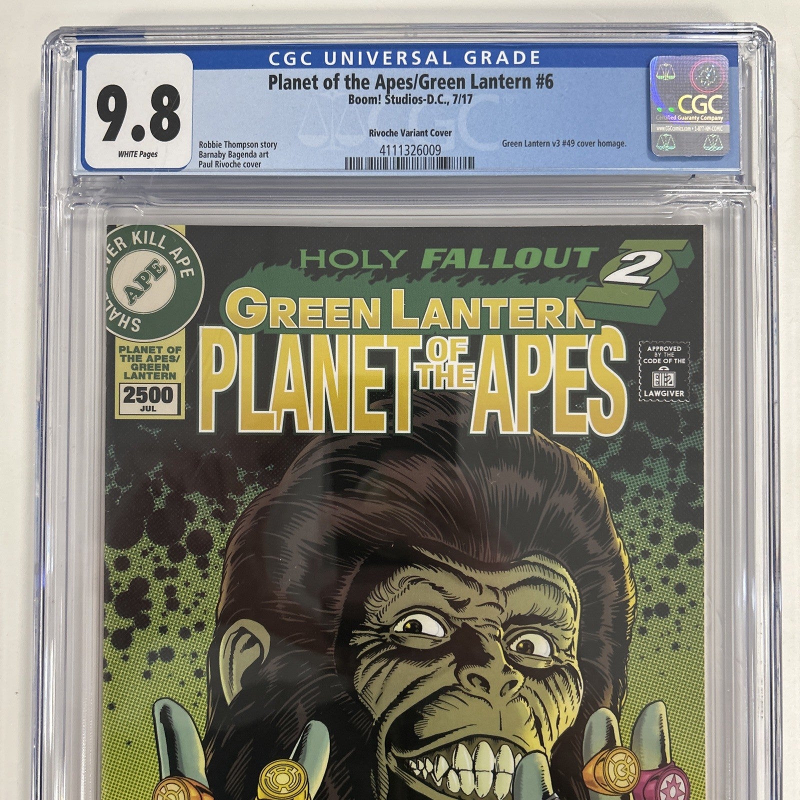 Planet of the Apes/Green Lantern #6 2017 CGC 9.8  Rivoche 1:20 Variant1