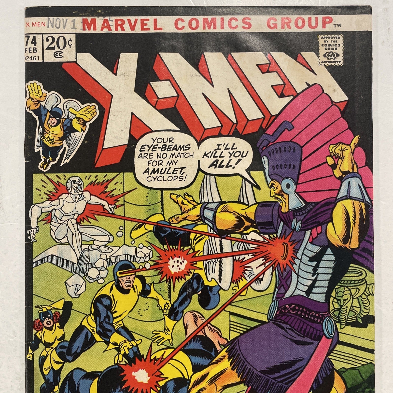 X-Men #74 1972 VG- **Date stamp on cover, rusted staples, water damaged1
