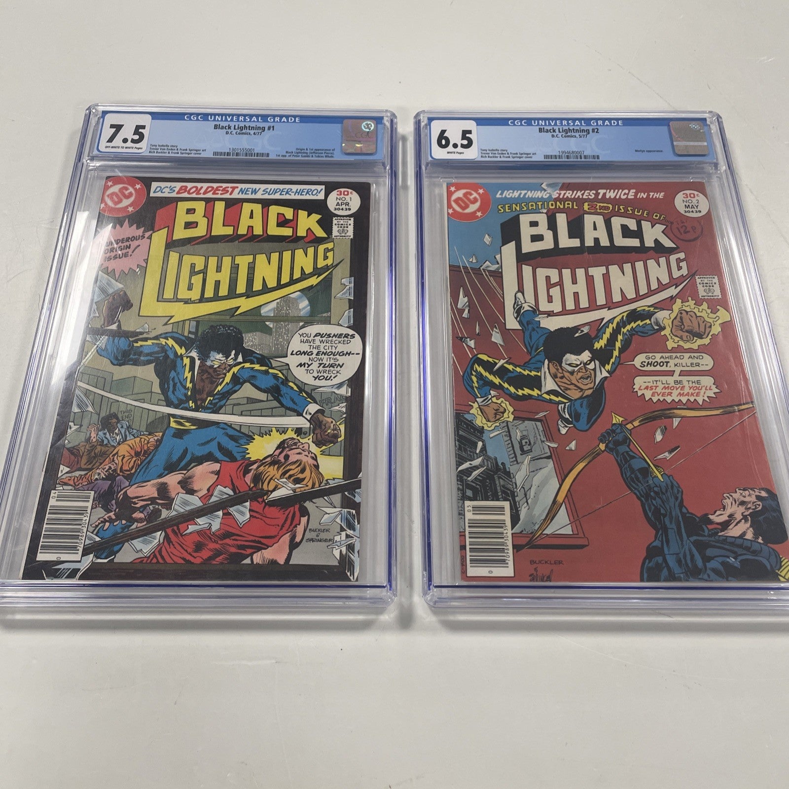 Black Lightning #1 & #2 1977 CGC 7.5 & 6.5 1st App & Origin of Black Lightning0