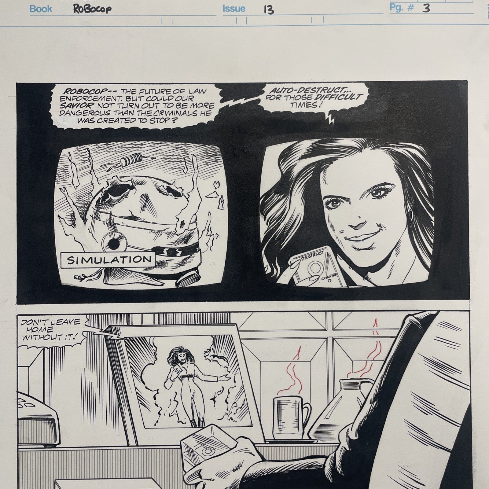 Lee Sullivan Original Art for Marvel's Robocop #13 Page 3 19914