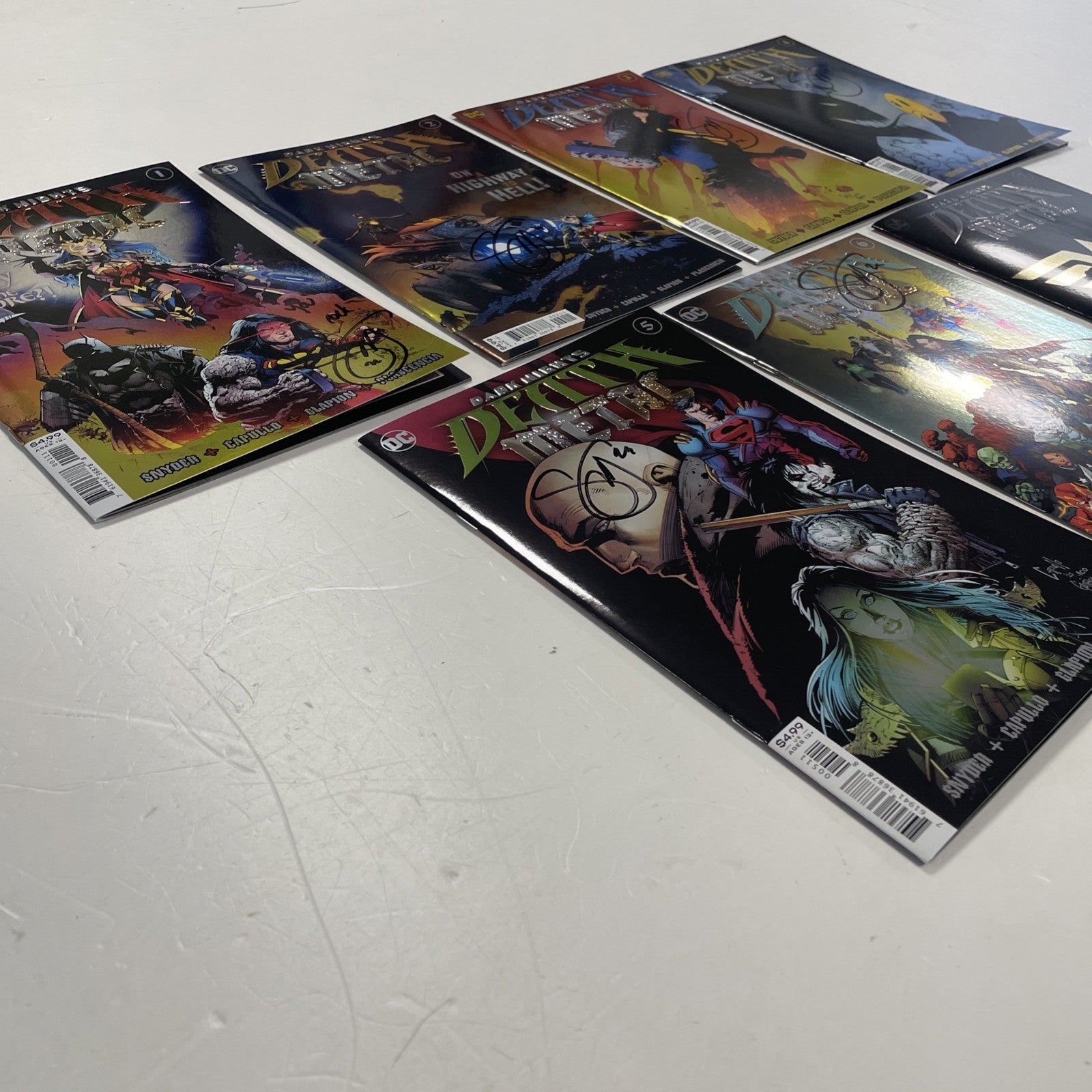 Dark Knights Death Metal #1-7 2020 All Signed Scott Snyder Foil Covers8
