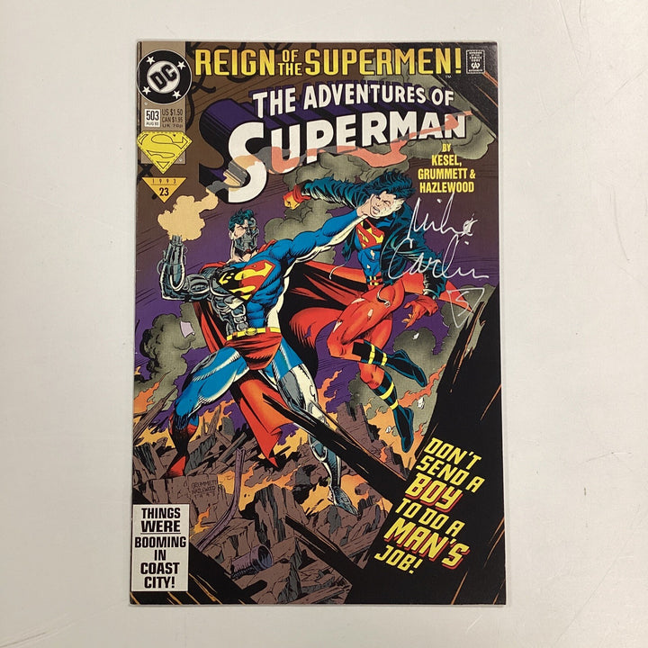 Adventures Of Superman #503 1993 Signed Mike Carlin0