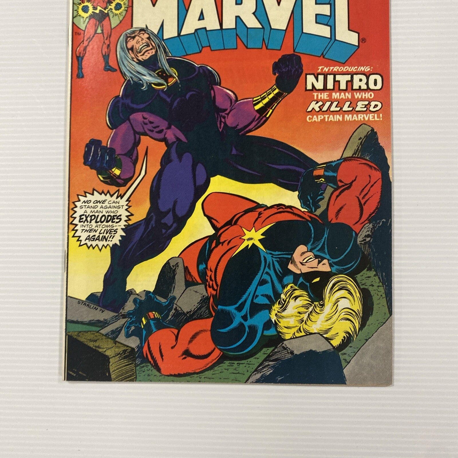 Captain Marvel #34 1974 VF 1st appearance of Nitro Pence Copy2