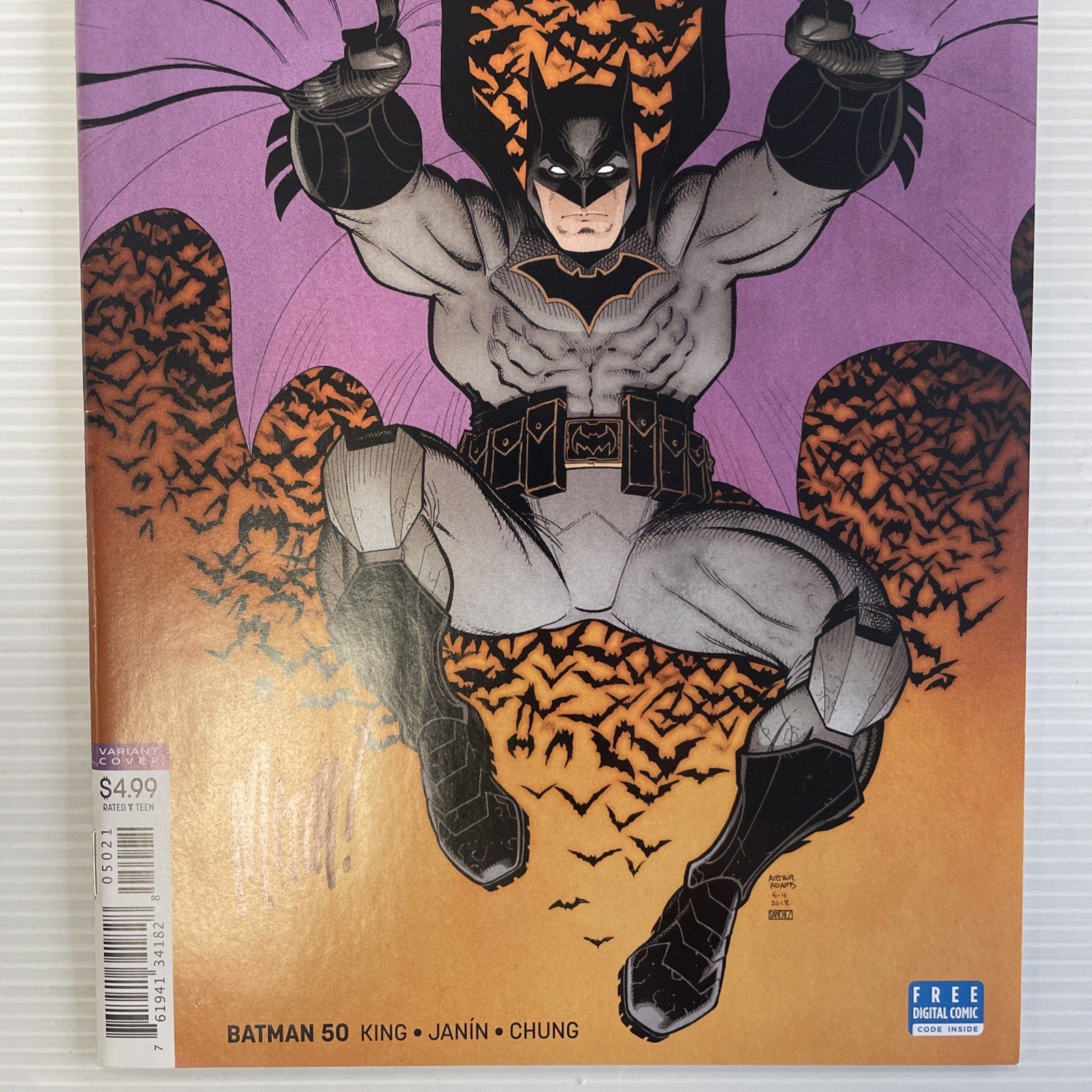 Batman # 50 2018 NM Arthur Adams Torpedo Variant Signed Tom King Mitch Gerards**2