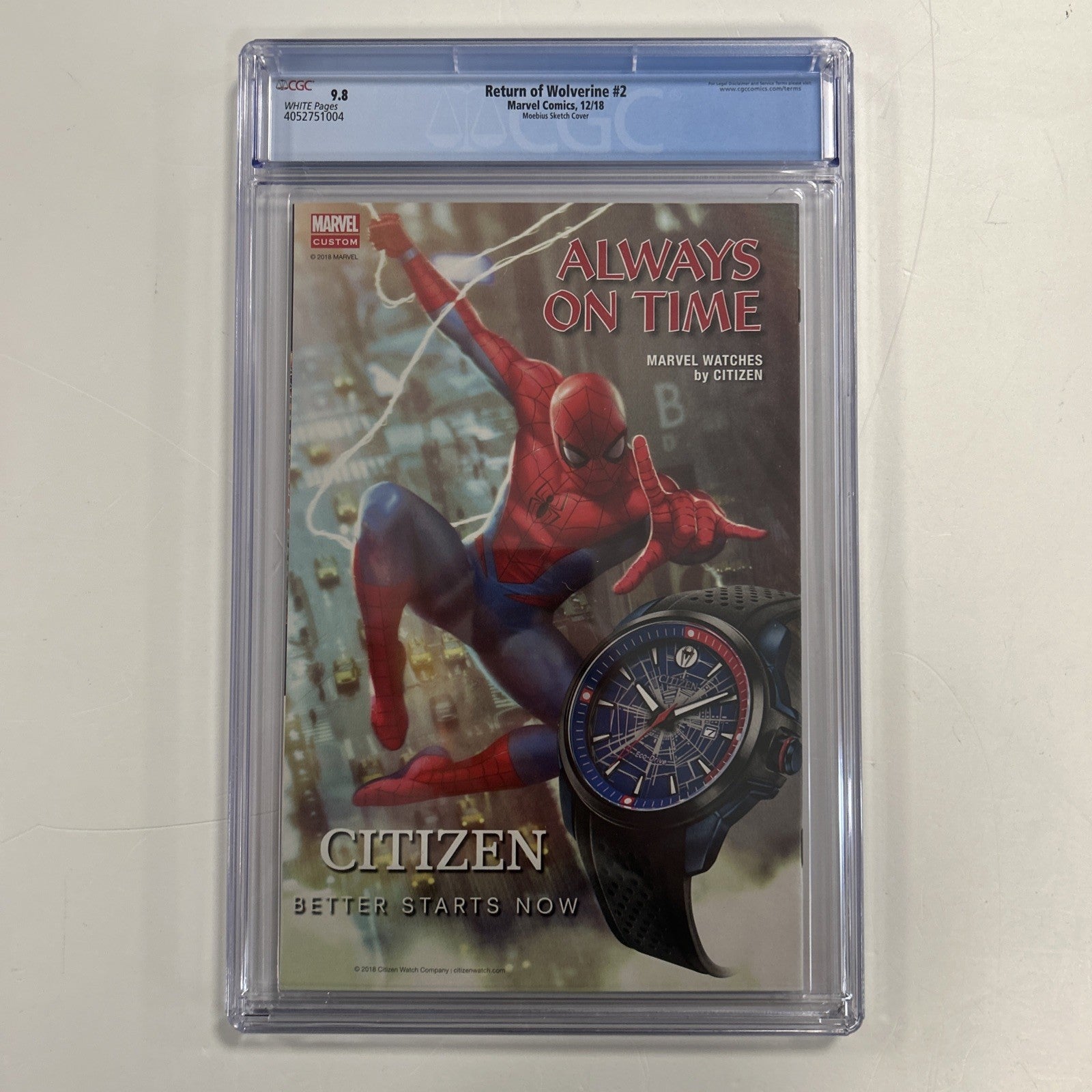 Return of Wolverine #2 2018 CGC 9.8 White Pages Hidded Gem 1:1000 Moebius Sketch11