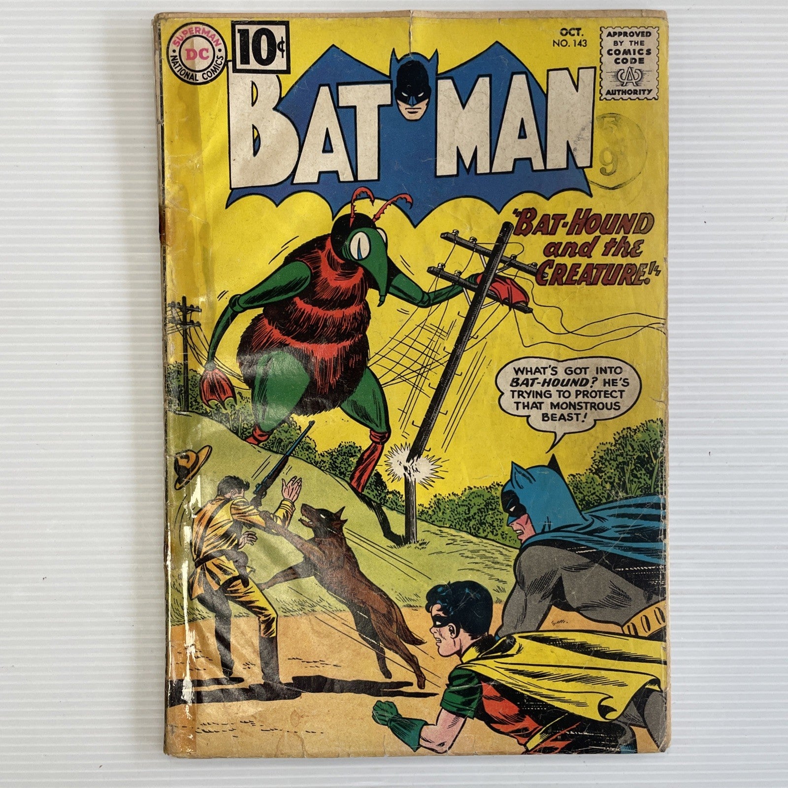 Batman #143 1961 FR 10¢ issue Pence Stamp **Rusted Staples, taped spine0