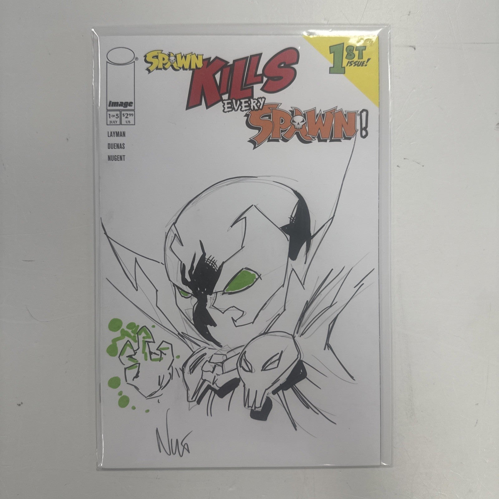 Spawn Kills Every Spawn #1 2024 Blank Cover Original Sketch by Eddie Nunez w/CoA0