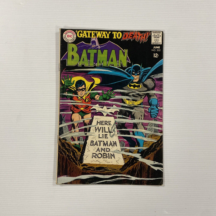 Batman #202 1968 VG+ Pence Stamp & Pen on cover