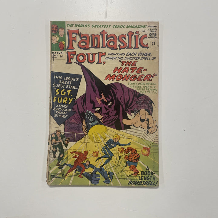 Fantastic Four #21 1963 GD 1st Appearance Hate Monger Pence Copy *See Descriptio0