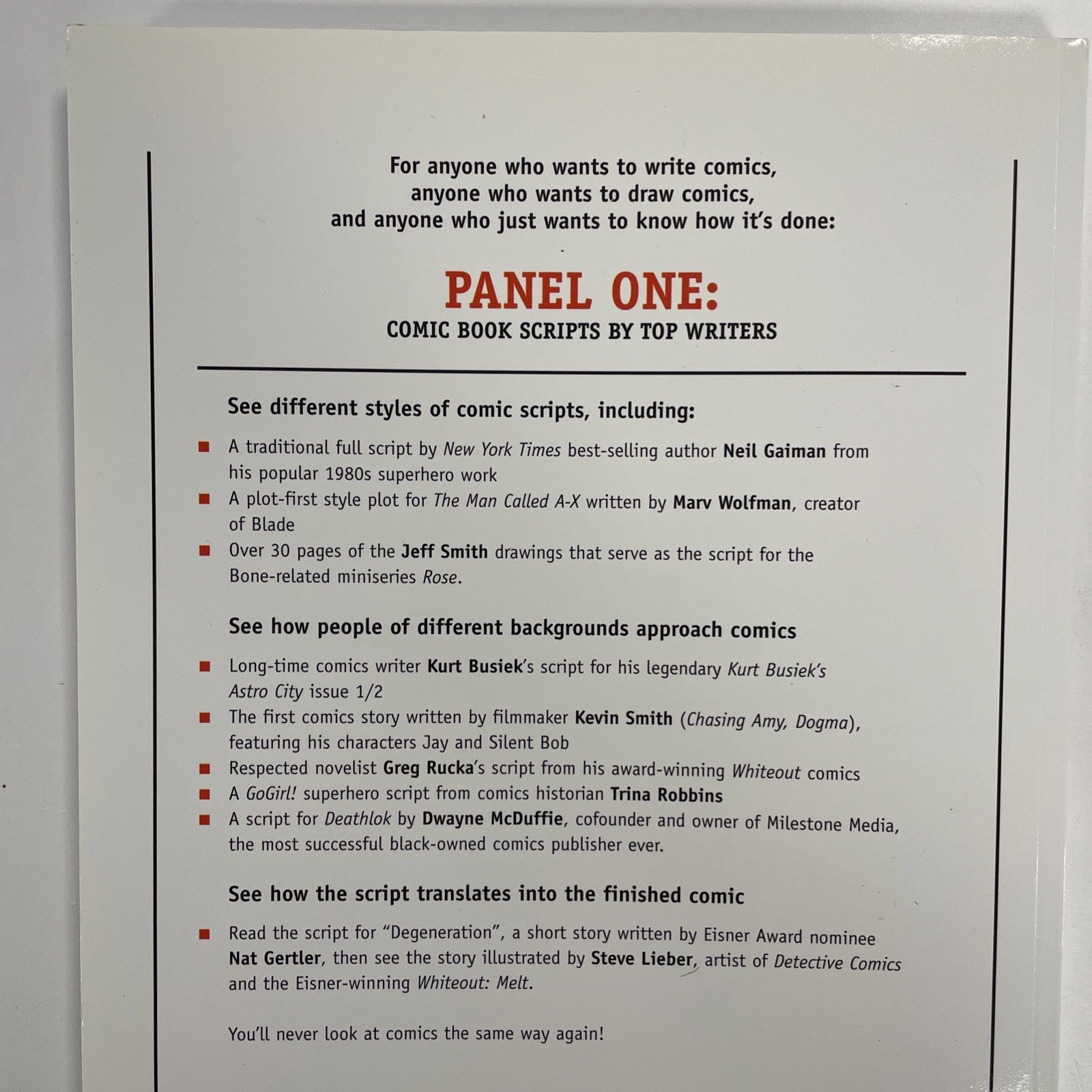 Panel One & Panel Two: Comic Book Scripts by Top Writers  2002, 2003 1st Prints11