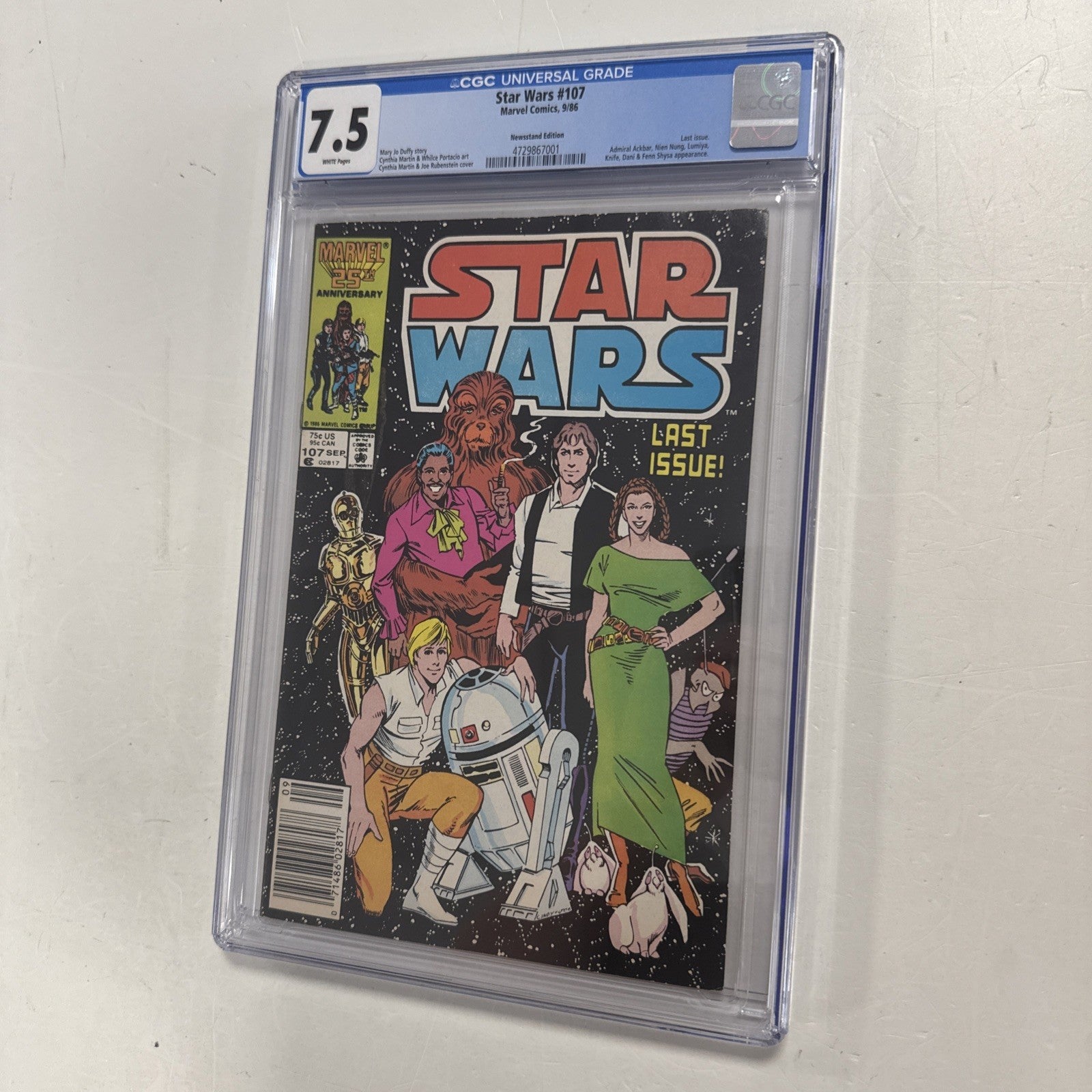 Star Wars #107 1986 CGC 7.5 White Pages Newsstand Last Issue0