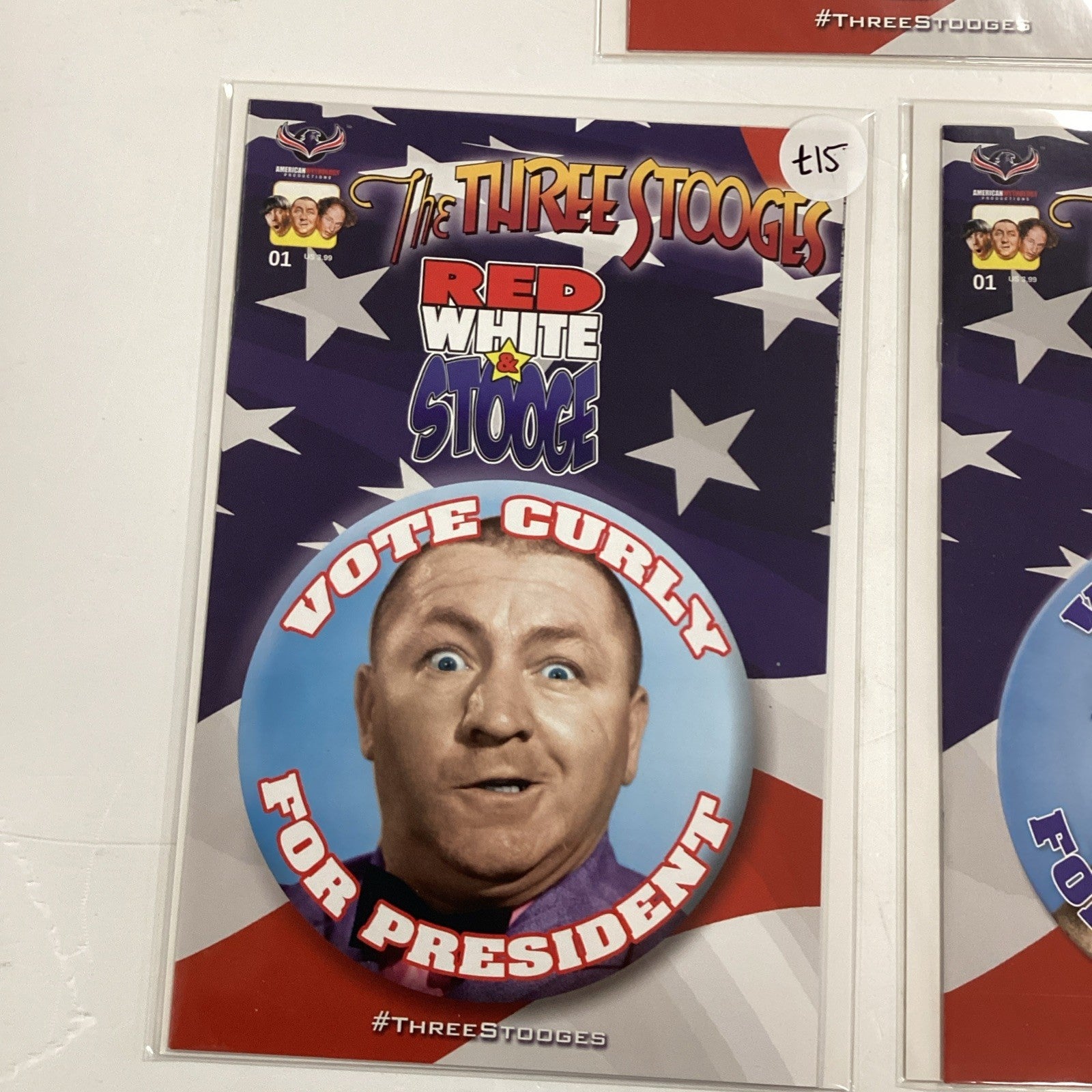 Three Stooges Red White & Stooge #1 2016 NM Curly, Larry & Moe variants American2