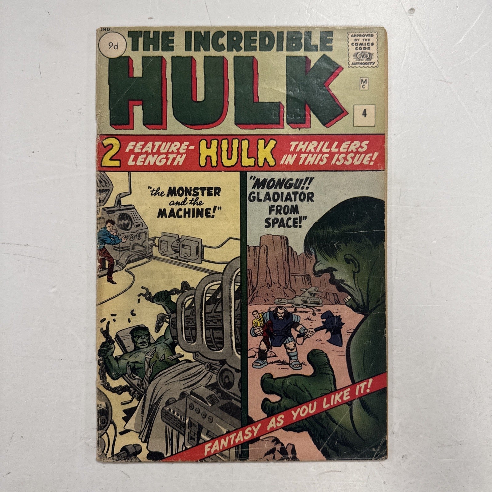 The Incredible Hulk #4 1962 VG- Pence Copy 1st App. Mongu **0