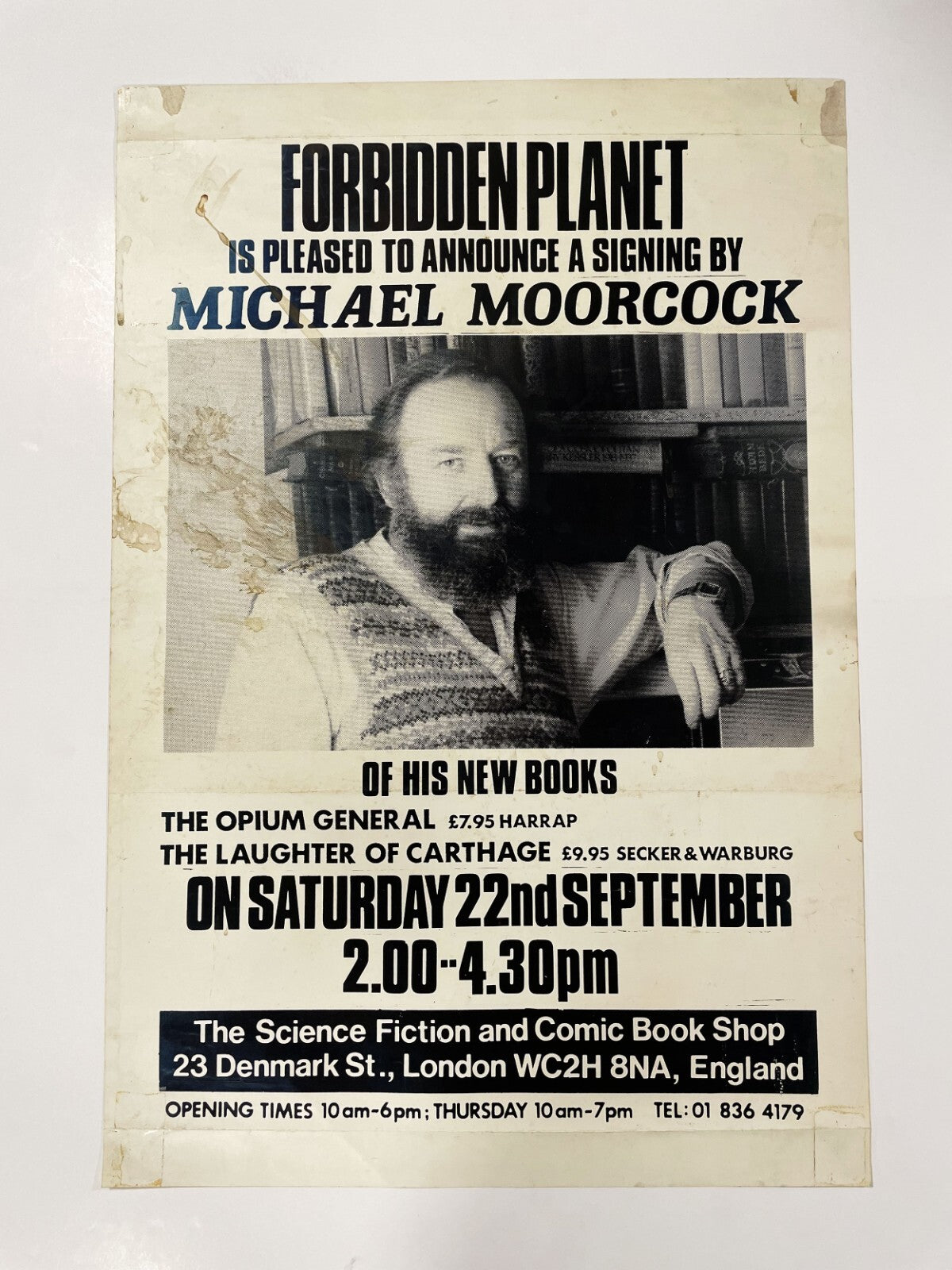Original Forbidden Planet Poster Michael Moorcock Signing 1987 comic history0